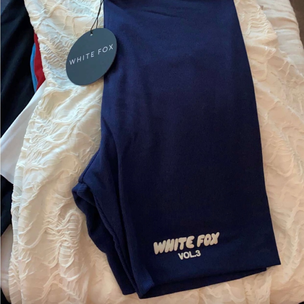 White Fox navy blue biker shorts